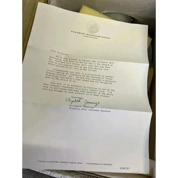 Franklin Mint Heirloom The Tin Man Doll Wizard Of Oz With Papers Authentic - Picture 3 of 3